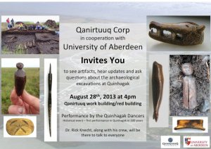 Community invitation to the Show and Tell. Developed by Celeste Jordan 2013, reproduced with the kind permission of Qanirtuuq Corp and The Nunalleq Project