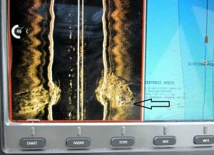 Image 1: A screen shot of the side scan image of the Scottish Prince.