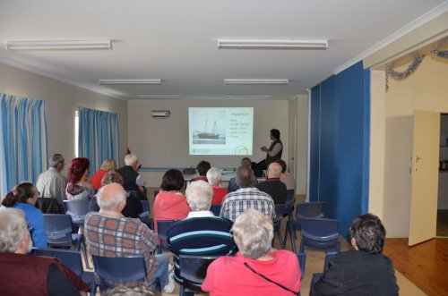 Amer Khan, SA state maritime heritage officer presenting the project to the Carpenter Rocks community. Courtesy of Anthony Virag. 